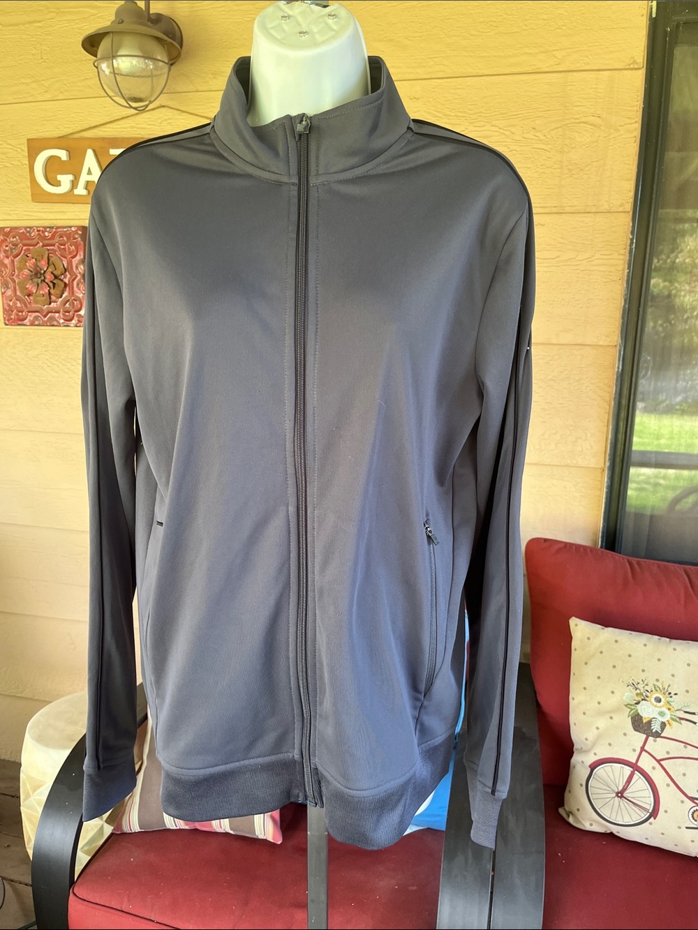 tek gear Charcoal Full-Zip Lightweight Jacket with Zip pockets Sz S